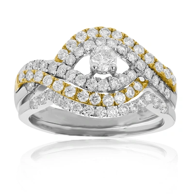 Vir Jewels 1 Cttw Diamond Wedding Engagement Ring Set 14k White Yellow Gold Curve Bridal