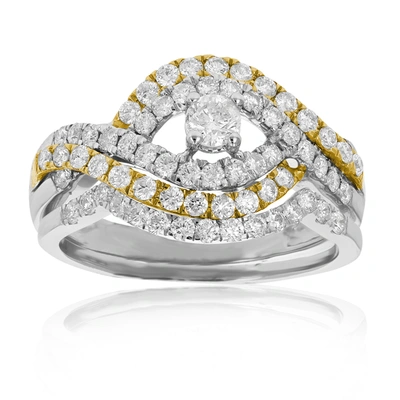 Vir Jewels 1 Cttw Diamond Wedding Engagement Ring Set 14k White Yellow Gold Curve Bridal In Silver