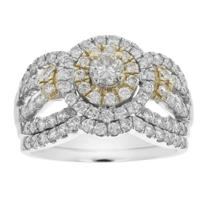 Vir Jewels 1 1/2 Cttw Diamond Wedding Engagement Ring Set 14k Two Tone Gold Curve Bridal In Yellow