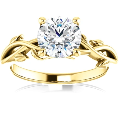 Pompeii3 1 1/4 Ct Solitaire Moissanite Vine Engagement Ring 14k Yellow Gold In Multi