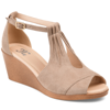 Journee Collection Kedzie Womens Faux Suede Ankle Strap Wedges In Beige