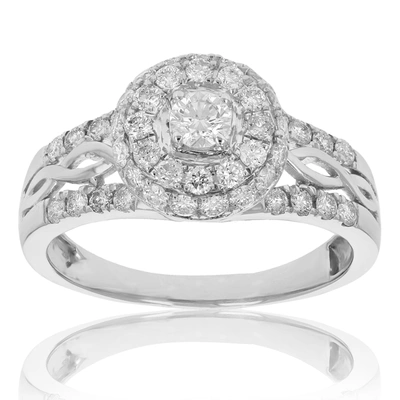 Vir Jewels 3/4 Cttw Diamond Engagement Ring 14k White Gold Cluster Composite Wedding Ring In Silver