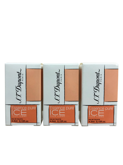 St Dupont Essence Pure Ice 4.5 ml Travel Edt Pour Femme Set Of 3 In Orange