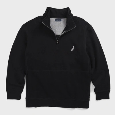 Nautica Mens Big & Tall Quarter-zip Sweatshirt In Black