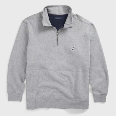 Nautica Mens Big & Tall Quarter-zip Sweatshirt In Grey