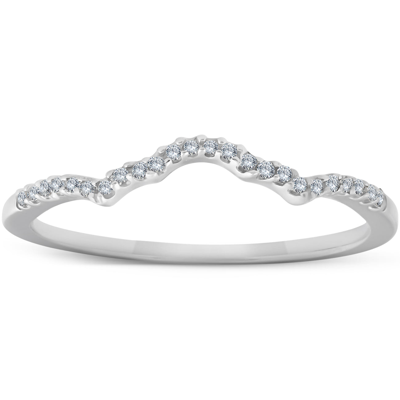 Pompeii3 1/8 Ct Diamond Contoured Womens Wedding Anniversary Ring 14k White Gold Band In Silver