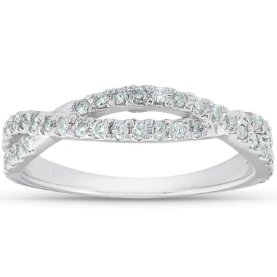 Pompeii3 3/8ct Diamond Wedding Ring Womens Infinity Crossover Band 14k White Gold In Silver