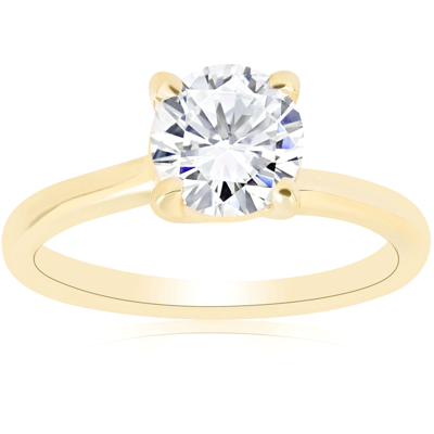 Pompeii3 1 Ct Round Diamond Solitaire Engagement Ring 14k Yellow Gold In White
