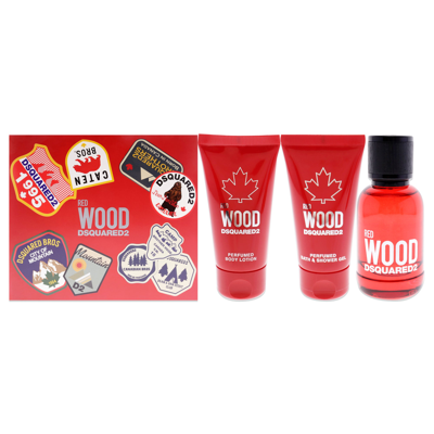 Dsquared2 Red Wood By  For Women - 3 Pc Gift Set 1.7oz Edt Spray, 1.7oz Body Lotion, 1.7oz Bath And S
