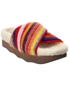 Chloé Wavy Genuine Shearling Lined Slide Sandal In Red