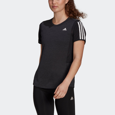 Adidas Originals Adidas Women's Cotton Cropped 3 Stripe T-shirt In Black