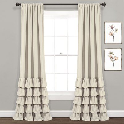 Lush Decor Allison Ruffle Window Curtain Panels Set In Beige