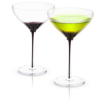 Joyjolt Black Swan Crystal Martini Glasses - 10.5 oz - Set Of 2