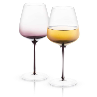 Joyjolt Black Swan Crystal White Wine Glasses - 17.8 oz - Set Of 2 In Clear