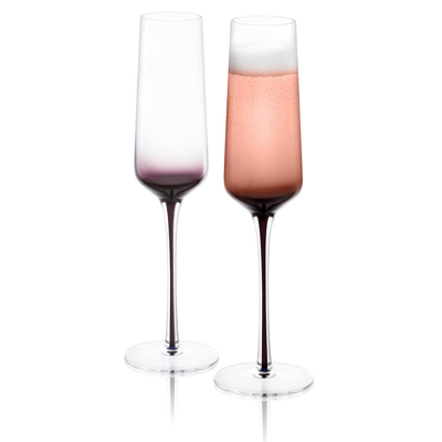 Joyjolt Black Swan Crystal Champagne Glasses - 7.3 oz - Set Of 2 In Clear