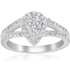 Pompeii3 1/2ct Pear Shape Diamond Halo Cluster Engagement Ring 10k White Gold In Silver