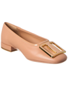 Ferragamo Embossed-logo Plaque Ballerina Shoes In Beige