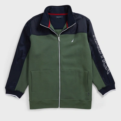 Nautica Mens Big & Tall Colorblock Full Zip Track Jacket In Green