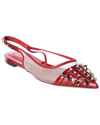 VALENTINO GARAVANI ROCKSTUD ALCOVE PATENT & MESH SLINGBACK FLAT