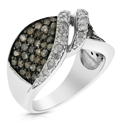 Vir Jewels 1.55 Cttw Champagne And White Diamond Ring .925 Sterling Silver Rhodium In Beige