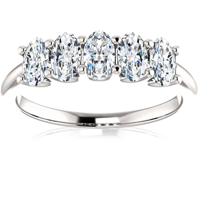 Pompeii3 1 1/2ct Oval Moissanite Marquise Wedding Ring In White, Yellow Or Rose Gold In Silver