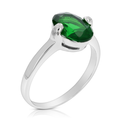 Vir Jewels 2 Cttw Green Topaz Ring .925 Sterling Silver With Rhodium Oval Shape 10x8 Mm