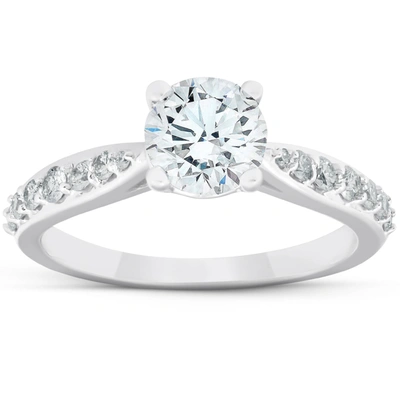Pompeii3 1 1/2 Ct Diamond Diamond Classic Engagement Ring 14k White Gold