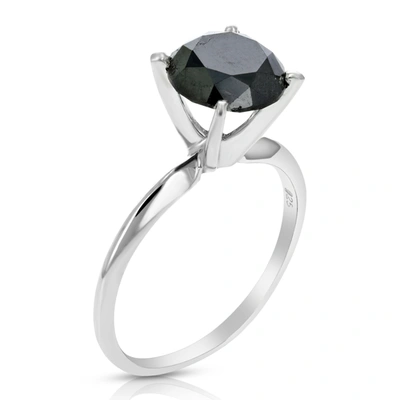 Vir Jewels 2 Cttw Black Diamond Solitaire Engagement Ring .925 Sterling Silver With Rhodium