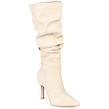 Journee Collection Sarie Womens Faux Leather Slouchy Knee-high Boots In Beige