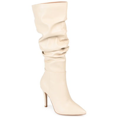 Journee Collection Sarie Womens Faux Leather Slouchy Knee-high Boots In Beige