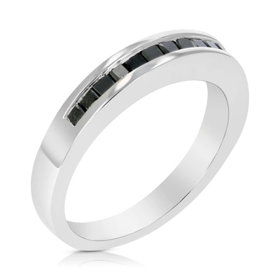 Vir Jewels 1/2 Cttw Princess Cut Black Diamond Wedding Band .925 Sterling Silver Channel