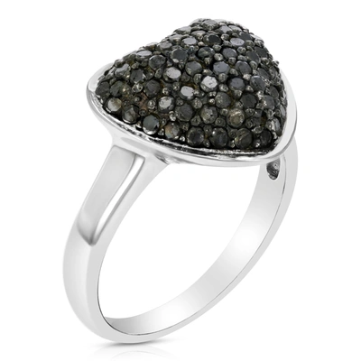 Vir Jewels 1 Cttw Black Diamond Heart Ring .925 Sterling Silver With Rhodium Plating