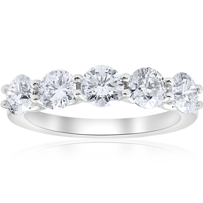 Pompeii3 2cttw Diamond 5 Stone U Prong Wedding Round Cut Ring 14k White Gold In Silver