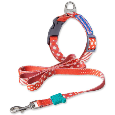 Touchdog 'trendzy' 2-in-1 Matching Fashion Designer Printed Dog Leash And Collar In Red