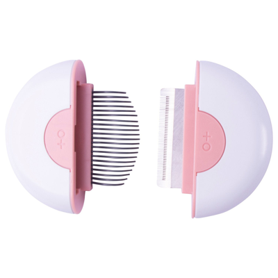 Pet Life 'lynx' 2-in-1 Travel Connecting Grooming Pet Comb And Deshedder In Pink