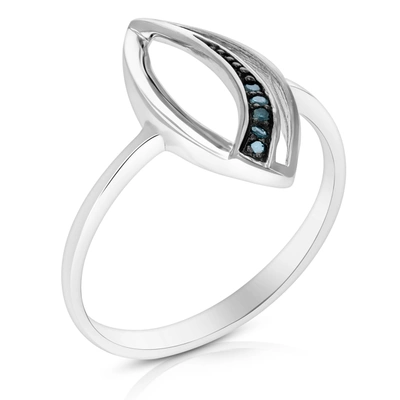 Vir Jewels 1/20 Cttw Blue Diamond Marquise Ring .925 Sterling Silver With Rhodium