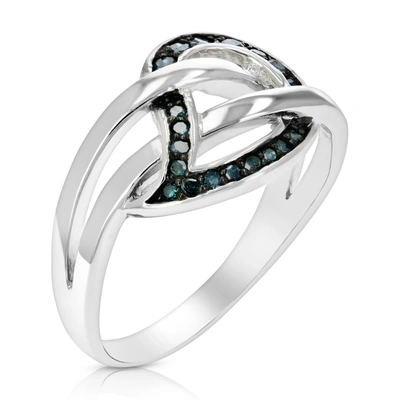 Vir Jewels 1/5 Cttw Blue Diamond Leaf Ring .925 Sterling Silver With Rhodium Plating