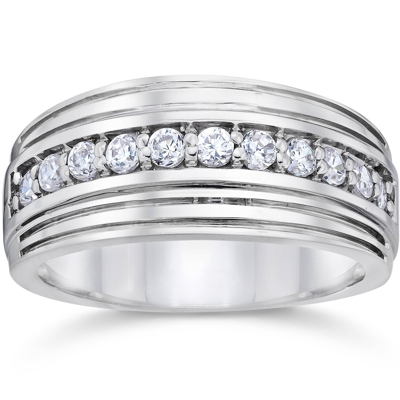 Pompeii3 5/8 Ct Diamond Platinum Mens Wedding Ring In Silver