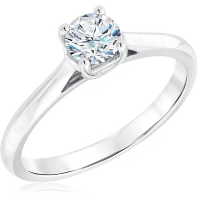 Pompeii3 1/2ct Round Diamond Solitaire Engagement Ring 10k White Gold