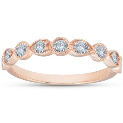 Pompeii3 1/3ct Diamond Wedding Ring Womens Stackable 14k Rose Gold Anniversary Band In Beige
