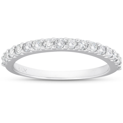 Pompeii3 1/2ct Diamond Wedding Ring Stackable Womens Anniversary Band 10k White Gold In Silver