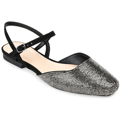 Journee Collection Nysha Rhinestone Embellished Flat In Black