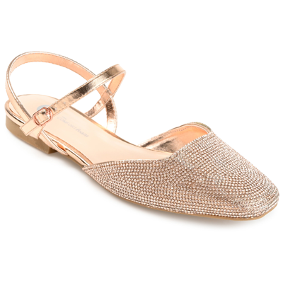 Journee Collection Nysha Rhinestone Embellished Flat In Gold