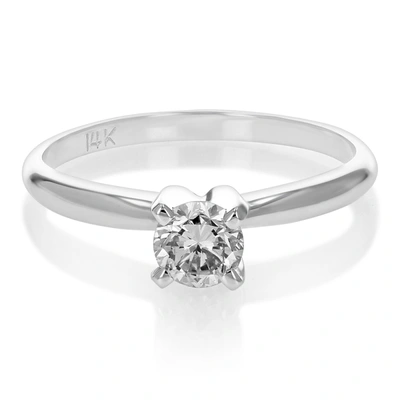 Vir Jewels 0.55 Cttw Si1 Diamond Solitaire Engagement Ring 14k White Gold Round In Silver