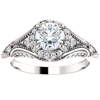 Pompeii3 1ct Vintage Diamond Engagement Round Halo Ring 14k White Gold In Silver