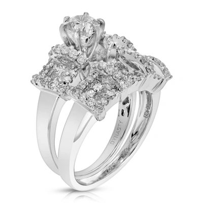 Vir Jewels 2.10 Cttw Si2 Diamond Wedding Engagement Ring Bridal Set 18k White Gold In Silver