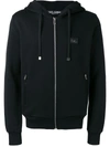Dolce & Gabbana Jersey Hoodie With Plate In Black