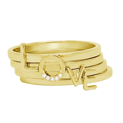 Adornia Love Ring Stack 14k Yellow Gold Vermeil .925 Silver