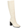 Journee Collection Karima Tall Vegan Leather Block Heel Boot In Off White