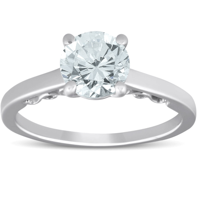 Pompeii3 1 1/2 Ct Diamond & Cz Engagement Ring 14k White Gold